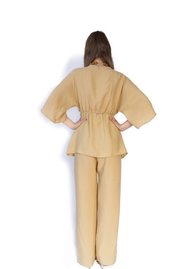 Set Elegant cu Bluză Nod Frontal și Pantaloni Largi