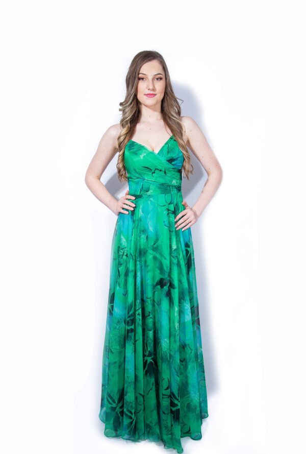 Rochie de Vară Elegantă, Verde cu Imprimeu Floral