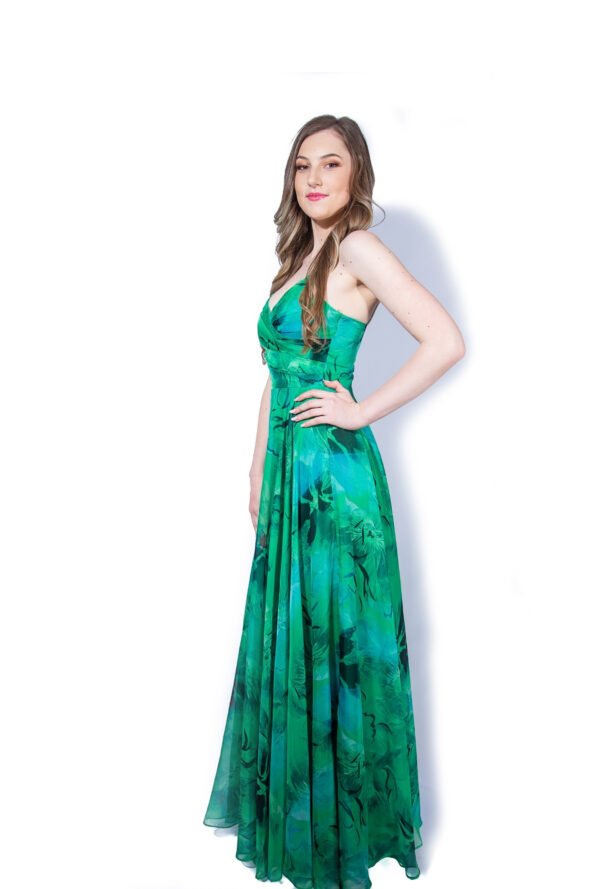 Rochie de Vară Elegantă, Verde cu Imprimeu Floral