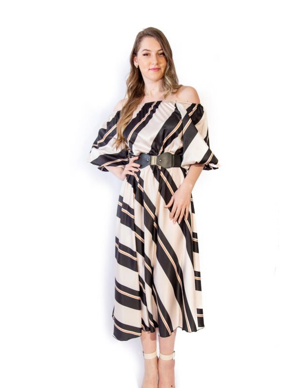Rochie Midi cu Imprimeu Dungi