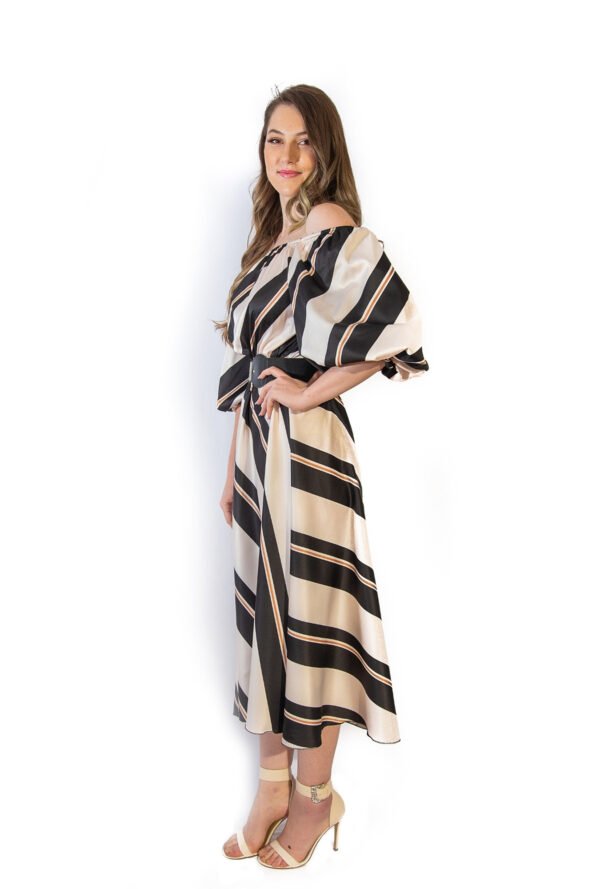 Rochie Midi cu Imprimeu Dungi