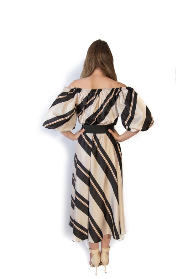 Rochie Midi cu Imprimeu Dungi