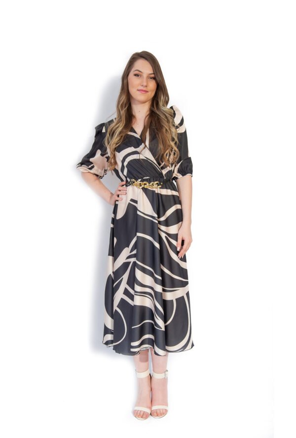 Rochie Midi cu Imprimeu Abstract