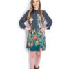 Rochie Midi Plisată Bej cu Imprimeu Floral