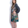 Rochie Midi Plisată Bej cu Imprimeu Floral