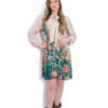 Rochie Midi Plisată Bej cu Imprimeu Floral