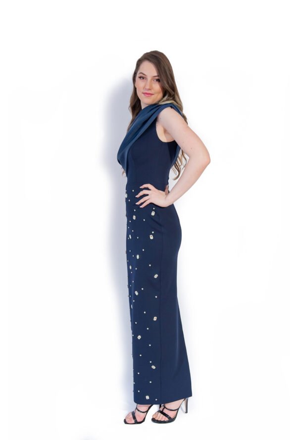Rochie de Seară Asimetrică cu Detalii Strălucitoare