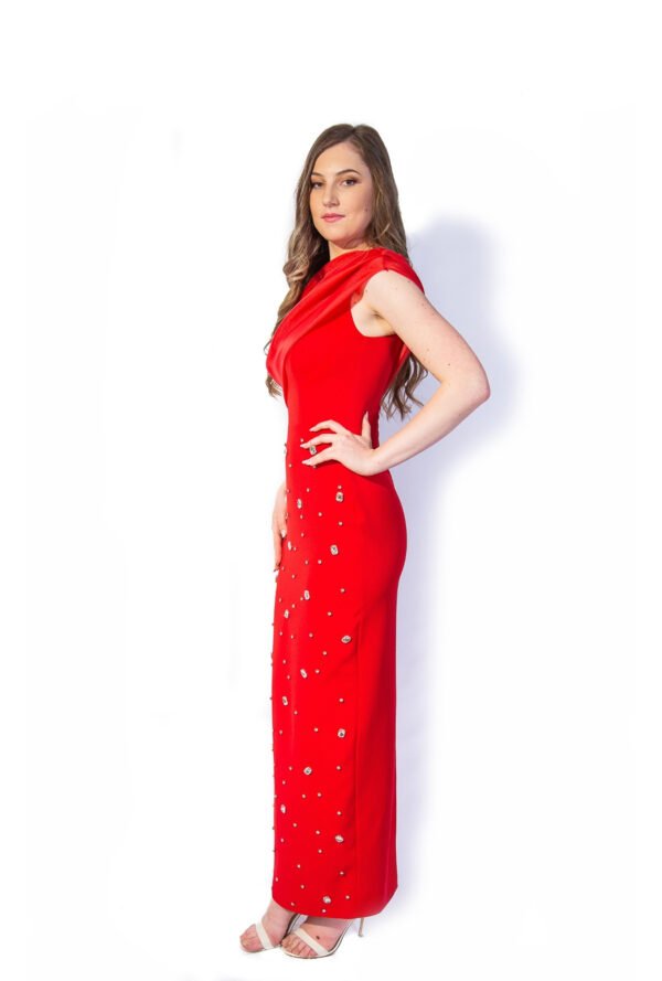 Rochie de Seară Asimetrică cu Detalii Strălucitoare
