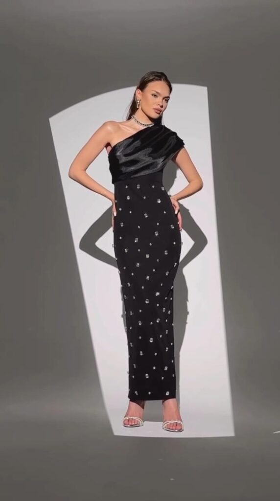 Rochie de Seară Asimetrică negru