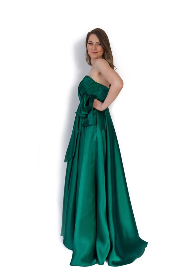 Rochie de Seară din Satin cu Fundă Laterală