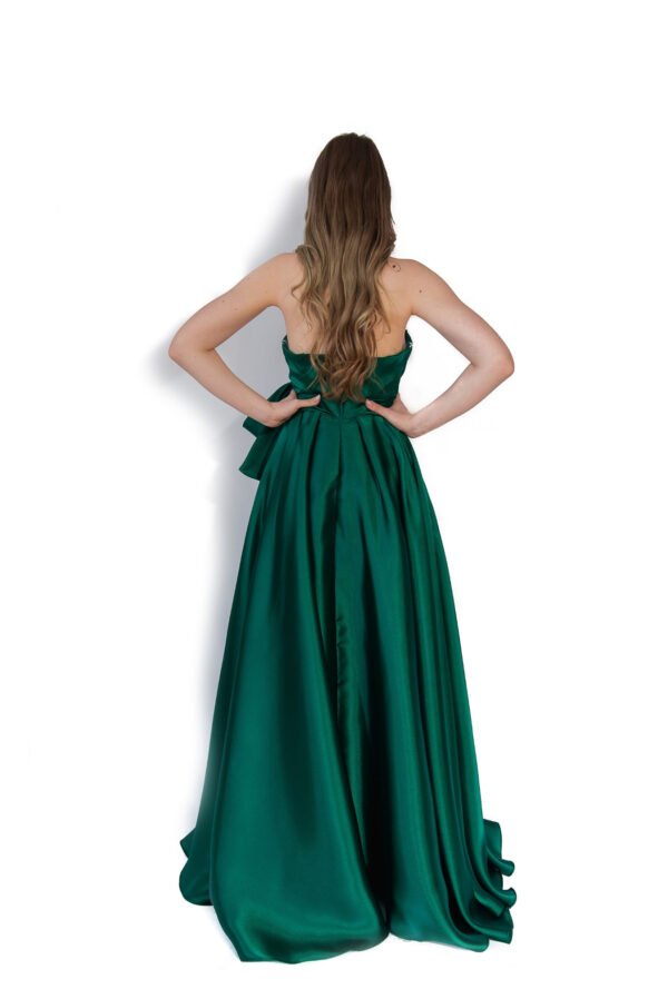 Rochie de Seară din Satin cu Fundă Laterală