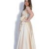 Rochie de Seară din Satin cu Fundă Laterală