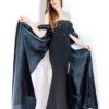 Rochie de Seară Neagra cu Fundă Dramatică