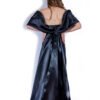 Rochie de Seară Neagra cu Fundă Dramatică