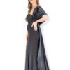 Rochie de Seară Neagra cu Fundă Dramatică