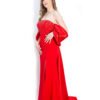 Rochie de Seară Roșie cu Fundă Dramatică