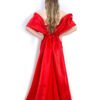 Rochie de Seară Roșie cu Fundă Dramatică