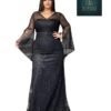 Rochie de Seară cu Mâneci Clopot și Paiete Negru