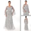 Rochie de Seară cu Mâneci Clopot argintiu