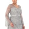 Rochie de Seară cu Mâneci Clopot argintiu