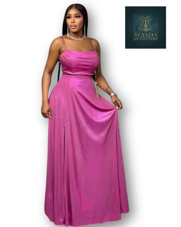 Rochie de Seară Elegantă Fuchsia Metalizat