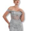 Rochie de Seară Bardot Argintiu
