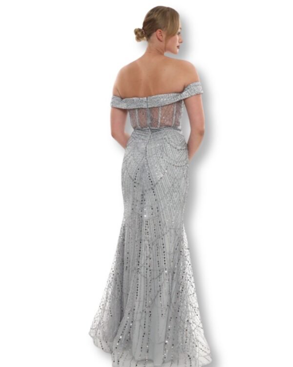 Rochie de Seară Bardot Argintiu