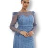 Rochie de Seară cu Aplicații Fine Albastru