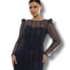 Rochie de Seară cu Aplicații Fine Bleumarin