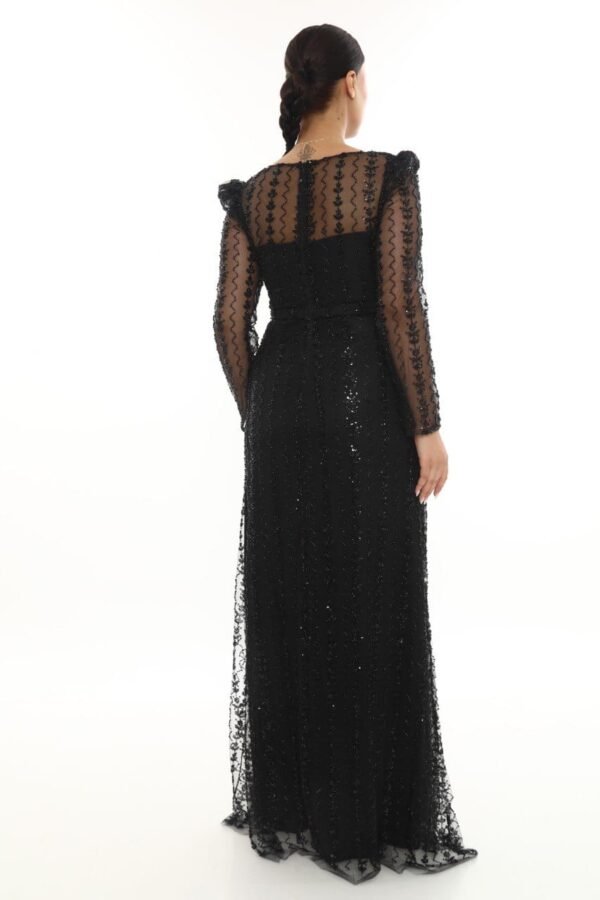 Rochie de Seară cu Aplicații Fine Negru