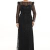 Rochie de Seară cu Aplicații Fine negru