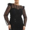 Rochie de Seară cu Aplicații Fine negru