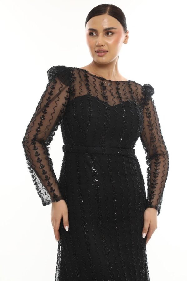 Rochie de Seară cu Aplicații Fine negru