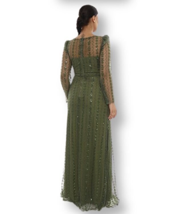 Rochie de Seară cu Aplicații Fine_Verde oliv