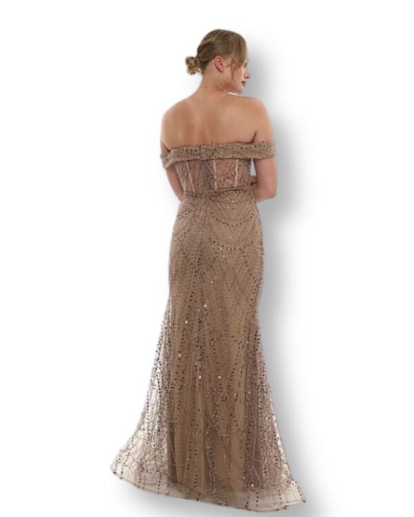 Rochie de seară Bardot Bej Cappuccino
